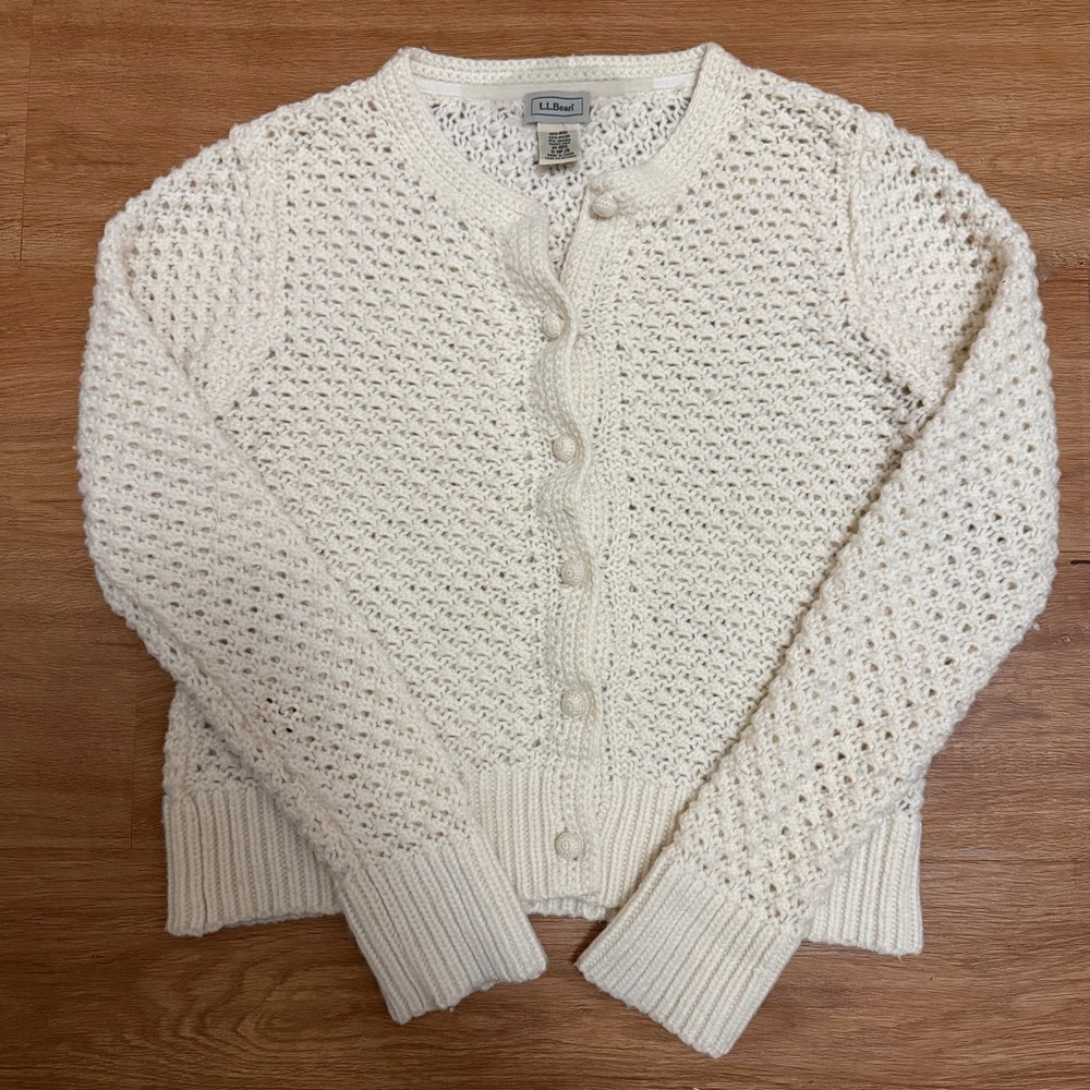 L.L. Bean Women's Ivory Knit Cardigan/sweater